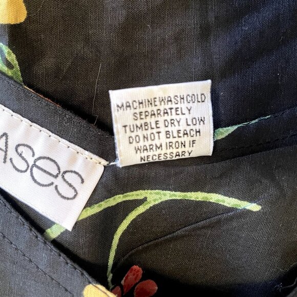 NWT Phases Black Pink Orange Floral 100% Indian Cotton Short Sleeve Midi Dress - Picture 6 of 7